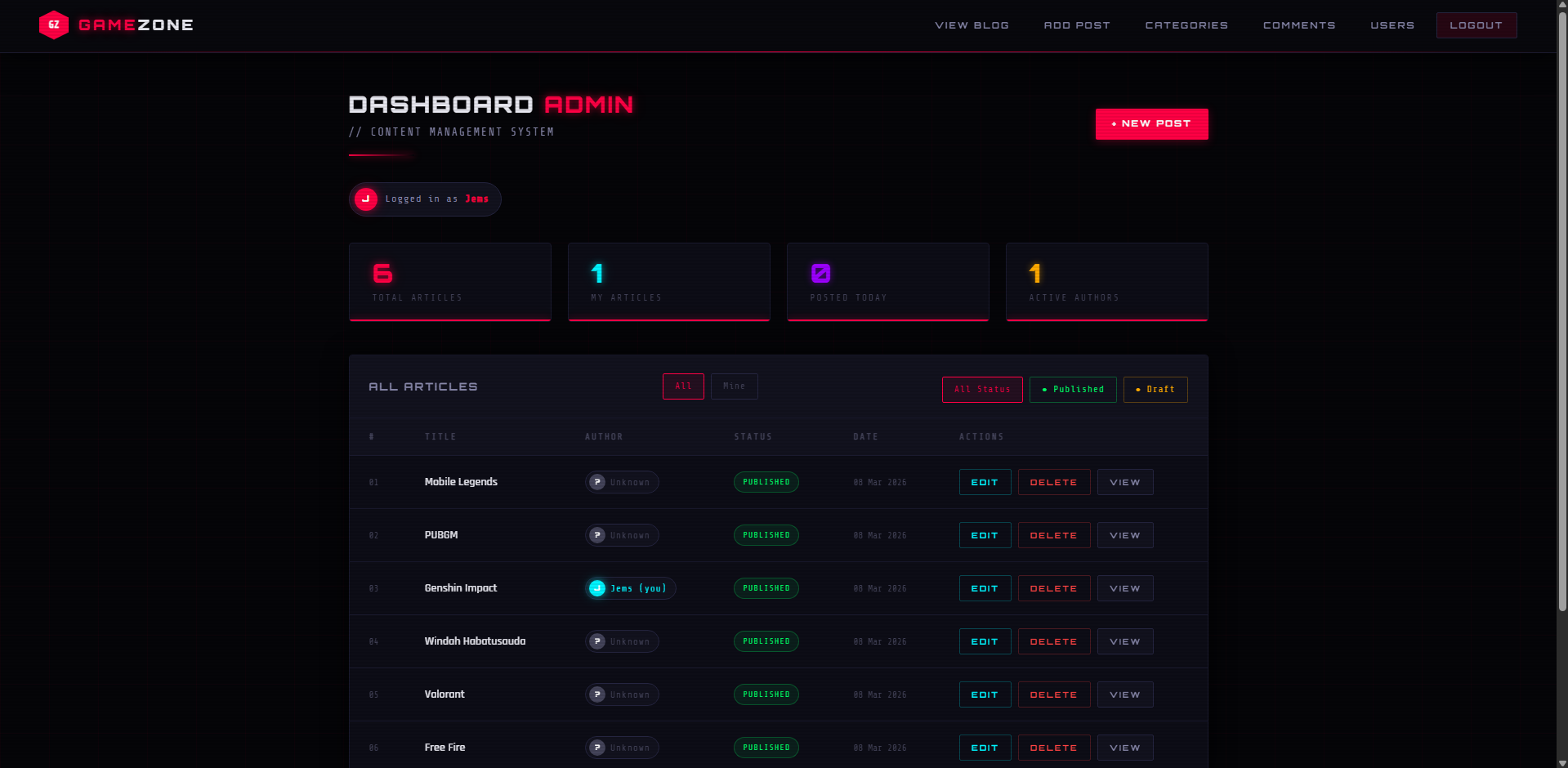 Mini CMS screenshot 3