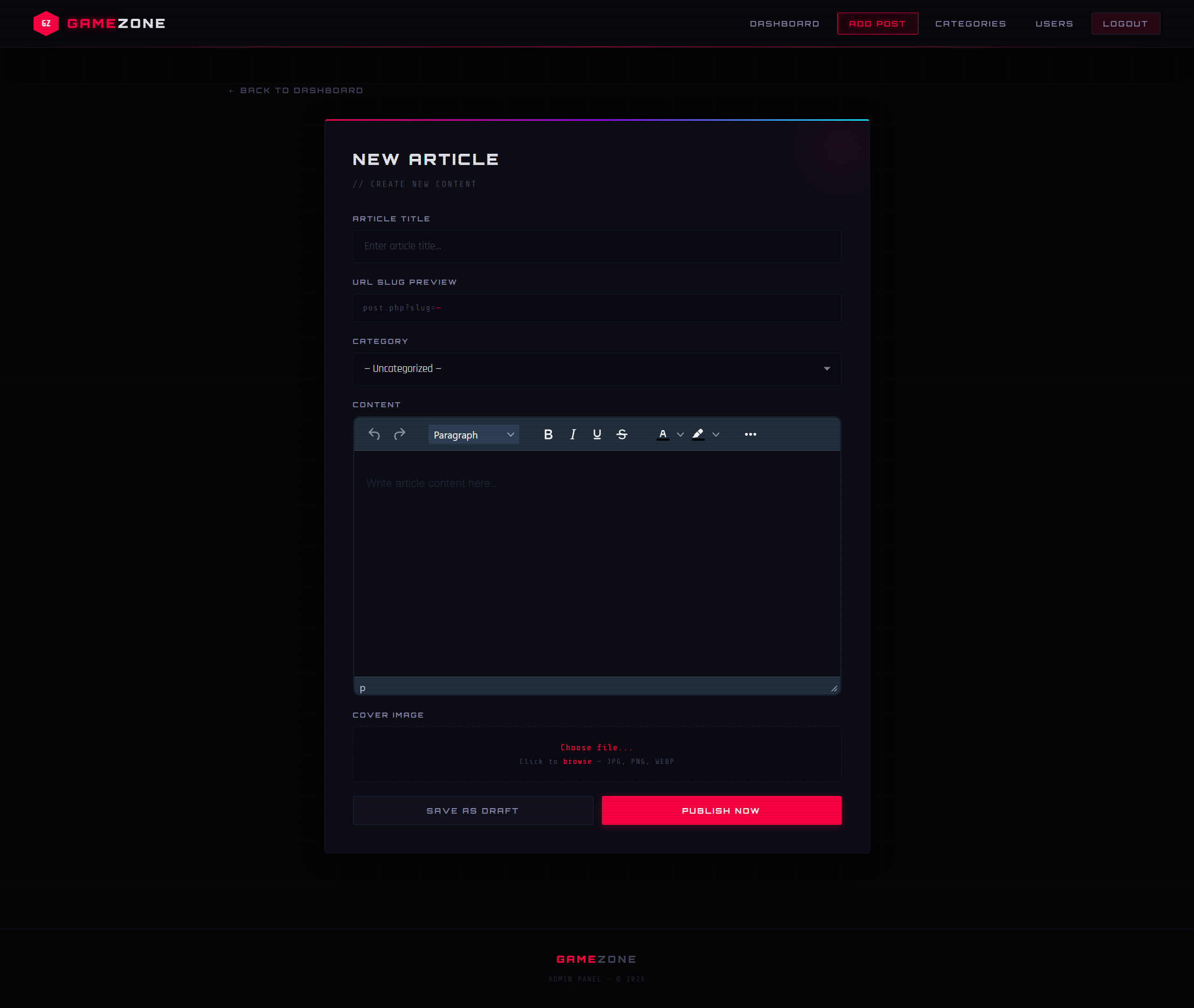 Mini CMS screenshot 4